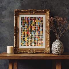 Painting Original Mosaic Abstract Art Matted 11×14 Acrylic Jimarieart