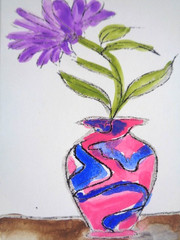 ACEO Pretty VASE FLOWER FLORAL Still Life Painting Art