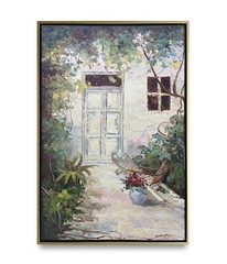 Hungryartist -Original Oil Painting of a Backdoor View on Canvas 24×36 Framed