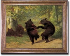 Bronze-Gold Framed Dancing Bears by Beard Canvas Art (16 in x 20 in Framed Size)