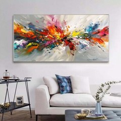 Pink Blue Large Wall Art Paintings Hand Painted Abstract Oil Painting on Canvas