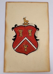 ESTATE Vtg 1941 Original Painting Smith Coat of Arms in Antique 7″ Wood Frame