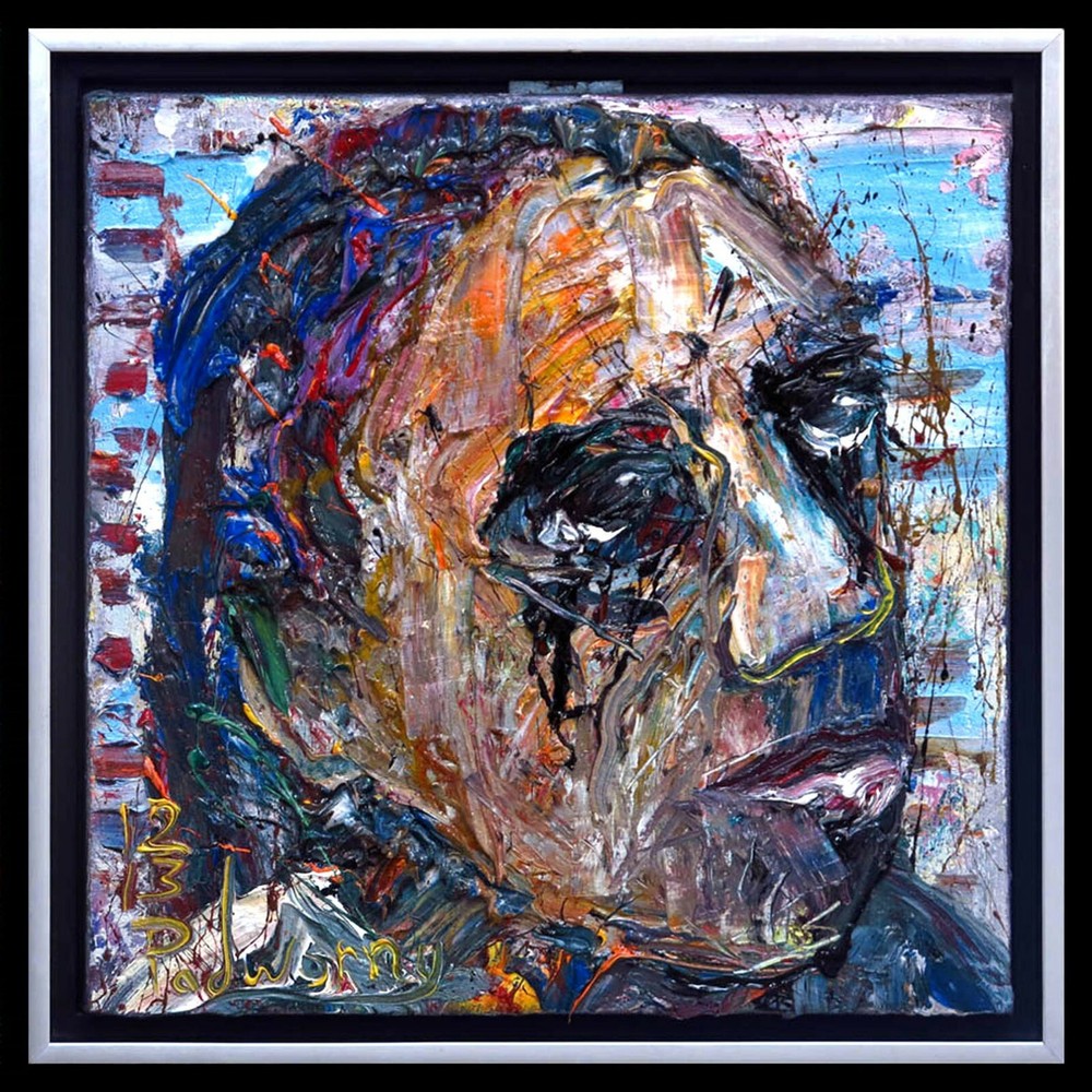 BUY FRAMED ORIGINAL OIL PAINTING LARGE█ART█POP█COOL FOLK ABSTRACT RAIN MAN