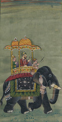 Mughal Miniature Painting Of Mughal King Riding On Elephant On Paper 3.75X5″