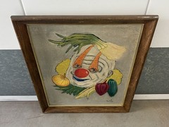 🔥 Vintage Old Outsider NIGHTMARE Vegetable Pogo CLOWN Circus FREAK Oil Painting