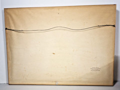 Vintage Asian Painting on Silk / Bamboo Framed w/ Weave Matting Midcentury