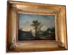 18th Century Romantic Gallant Scene Park Lovers in Garden Versailles Oil Canvas
