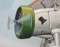 Raymond Waddey Painting Curtis F-11C Goshawk 1930s Biplane Fighter, 16″ X 20″