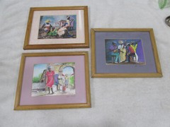 3 J. GEORGE Artist Carribean Culture Pictures-Signed