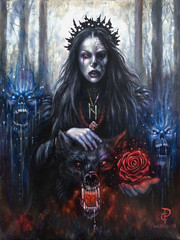 Norse Goddess Hel – Original Oil Painting on Canvas, Framed, 18×24 Fantasy Art