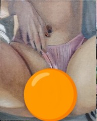 Female Risque Oil Painting, 8“x10“ Signed and dated