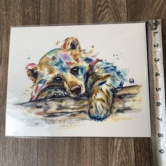 Bear Cub Watercolor Art Print by Lisa Whitehouse Signed 8 x 10 in