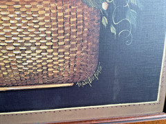 Mary Beth Baxter Nantucket Basket of Strawberries on Canvas, Signed Folk Art