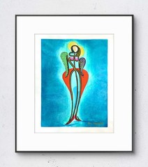 Original Woman Art 14×11 Paper Bold Color Abstract Expressionist Painting