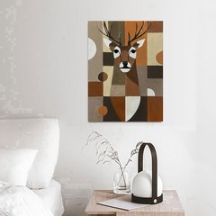 Original Art Geometric Stag Deer Painting Modern Abstract Wall Art Decor 12×16