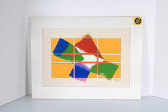 Mid Century Modernist Style Abstract Oil Painting On Board Signed Jon Henry