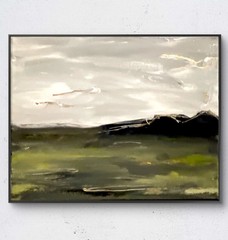 Mary Myers Original 8×10 Abstract Landscape Painting with Gold Accents