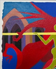 Original JANET BRAUN-REINITZ ‚Boys of Villa Giulia‘ PAINTING -Important Muralist