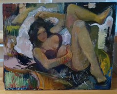 Oil Painting Industrial Fauvism Boudoir Interior 38”x30” Canvas Original Signed