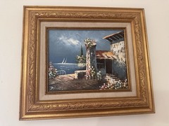 D Aniello Oil Canvas Capri Landscape Gesso Framed 15×14″