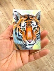 ACEO Original Tiger Painting OOAK Watercolor Mixed Media Wildlife Art Big Cat