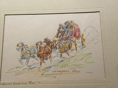 Marjorie Reed DRAWING STAGE COACH WESTERN WAGON PEOPLE SIGNED LISTED FAMOUS RARE
