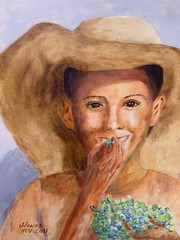 Hawaii Oil Portrait Painting Hawaiian Woman Kauai Polihale Beach by J. Jones