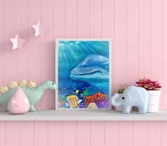 Dolphin Painting – Original Animal Artwork for Animal Lovers Wall Art Decor