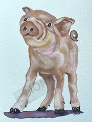 PIG BABY PIGLET NURSERY, CHILDREN’S SIMPLY SOFT ~ Watercolor ~ HAND PAINTED