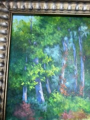 Oil on Canvas Painting Impressionist Colorful Trees in Forest Karla Runquist