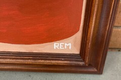 Vintage Geometric Abstract Instrument Painting Art Wall Hanging Signed Menges