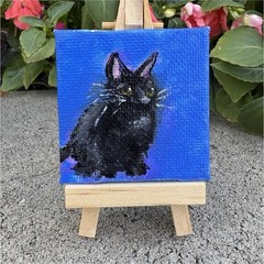 Original Pet Portrait Cat Acrylic Painting Mini Canvas Panel Art Mini 1.5×1.5