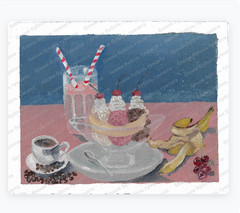 Ice Cream Painting in Oils Reprint on Smooth Matte Paper