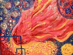 Original Acrylic Abstract Glitter Painting 24″x18″ on canvas