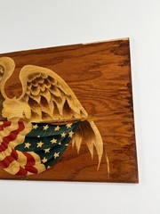 vtg Folk Art American Flag Bald Eagle Painted Wood Wooden Board SIGNED