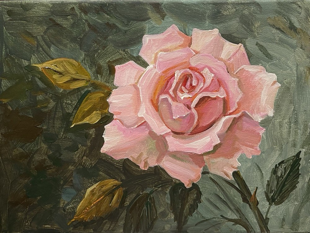 ACEO Print of painting Ryta Folk art pink Autumn Fall Rose Flower Garden Decor