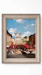 A. Belardinelli Signed Oil Painting Spanish Steps Rome Italy Cityscape Framed
