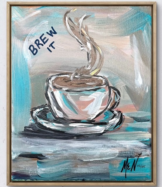 Maria Art COFFEE BREW 8×10 Canvas Original Abstract Expression Kitchen Wall Deco