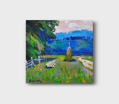 Oil painting Mountains Ukrainian painter canvas Unframed original landscape