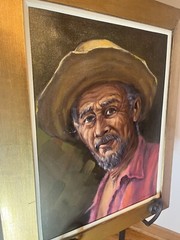 Vintage Framed Oil on Canvas Brazilian School Farmer Signed „Chedige“ MCM