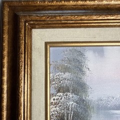 VTG Signed Taylor Original Oil On Framed Canvas Forest Landscape Winter Scene