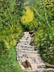 8×10 Acrylic Painting Specialist Relaxing Forest Stream „Love Of Nature Seriesl“