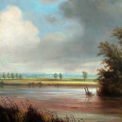 MELVIN MILLER ORIGINAL OIL PAINTING LANDSCAPE 1971 26 1/2″ x 32 1/2″ FRAMED