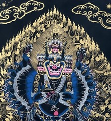 YAMANTAKA/VAJARABHARAVA WITH SHAKTI ORIGINAL TIBETAN THANGKA/THANKA PAINTING
