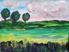 Elvi Original Landscape 12×9 Painting On Heavy paper Abstract Expressionism