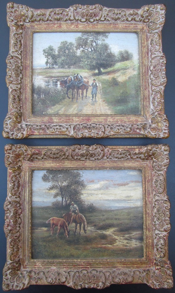 Framed Oil Paintings of Horses in the Countryside by Reichl