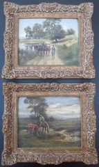 Framed Oil Paintings of Horses in the Countryside by Reichl