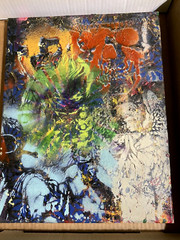 MUSK YAI 11X14 ABSTRACT PAINTING ORIGINAL ACRYLIC SIGNED CANVAS DOUBLE SIDED GRA
