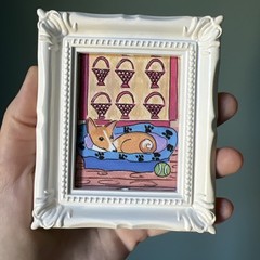 Print Of My Art Funny Dog cute,miniature Painting,small, framed