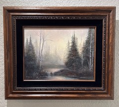 Wisener Framed Signed Oil Painting Original Landscape Realism Art 24″ Wide